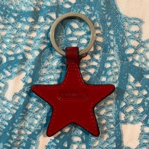 Coach Leather Star Keychain